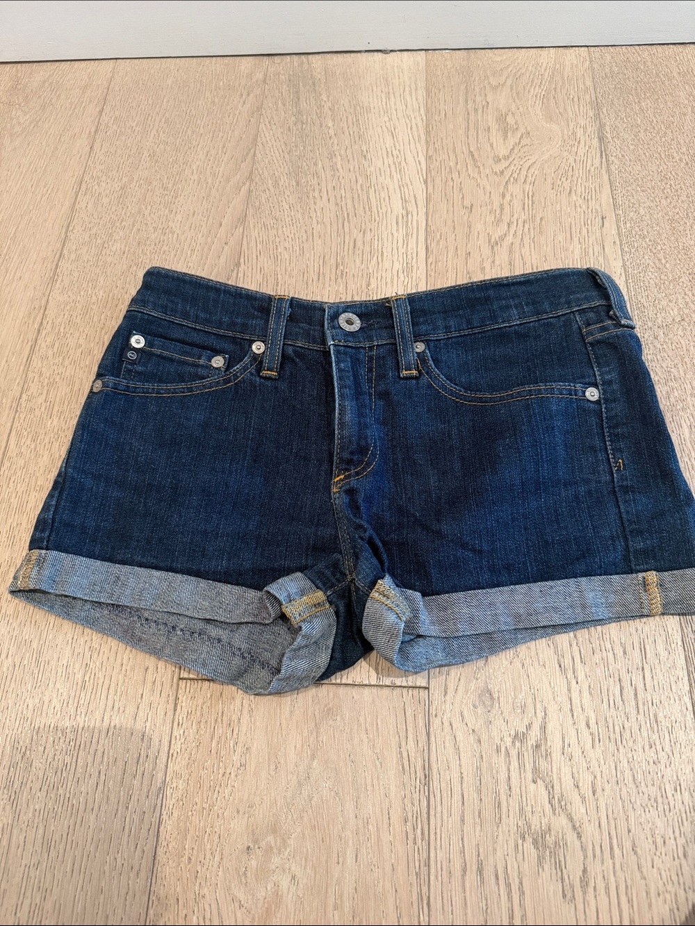 AG Dark Blue Denim Cuffed Women's Shorts